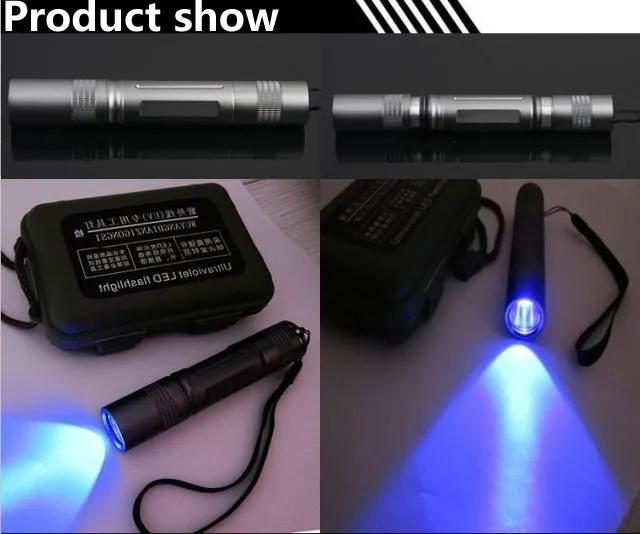 

LED Flashlight UV,3W,365nm,375nm,395nm,18650 battery,Cree chip,Chemical detection,UV curing,Mechanical leak detection