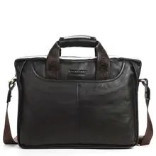 100% Zurriago del CUERO GENUINO de Hombro de Los Hombres del Ocio Bolsas de Mensajero de Negocios Maletín Portátil Bolso Grande de 14 “Bolso