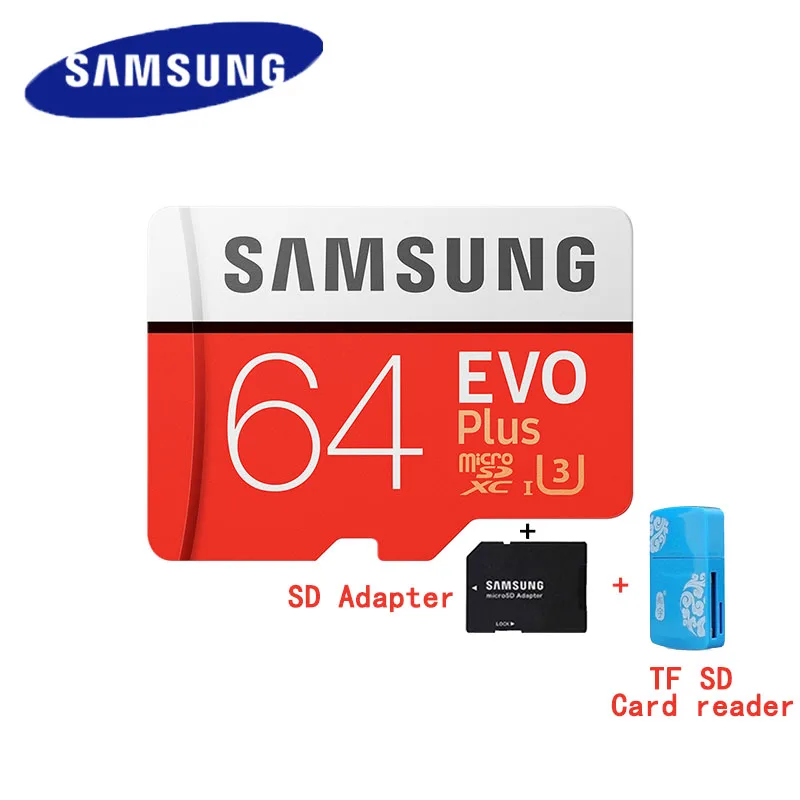 SAMSUNG карта памяти Micro SD card 64 Гб u3 карты памяти EVO Plus 64 Гб Class10 TF карты C10 80 МБ/с. MICROSDXC UHS-1 - Емкость: 64G-C285-AP