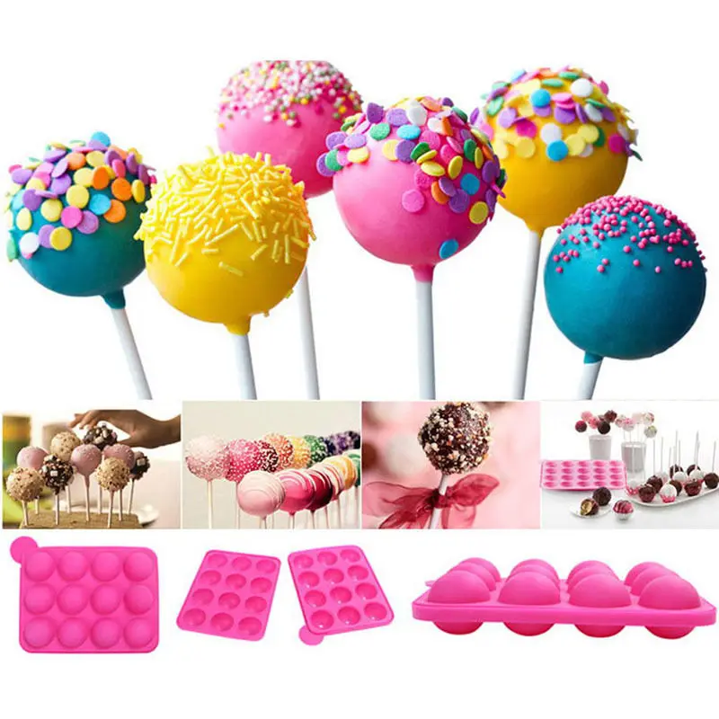 12 Hole Silicone Cake Pop Mold Ball Shaped Die Mold Silicone Lollipop