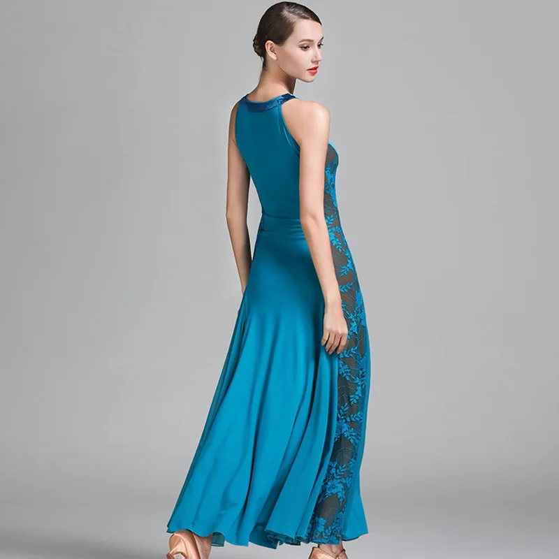 Sleeveless Round Neck Lace Standard Ballroom Dress Spanish Flamenco Dance Costumes Latin Ballroom Dress Dance Wear Party