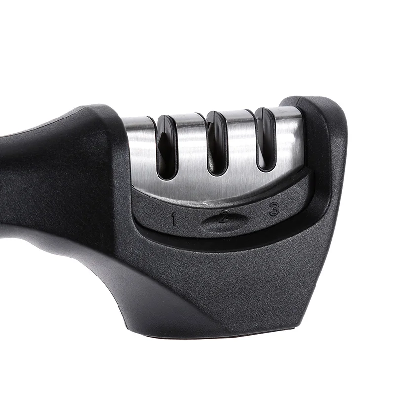 Anpro профессиональная трехступенчатая точилка для ножей Вольфрамовая сталь+ керамический многофункциональный домашний кухонный инструмент для быстрой заточки