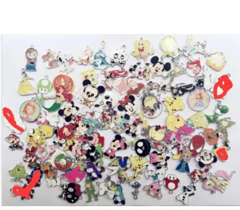 

New Lot 250 pcs Popular cartoon mixes Ariel Metal Zinc Alloy Enamel Charms Pendants Jewelry Crafts Making DIY