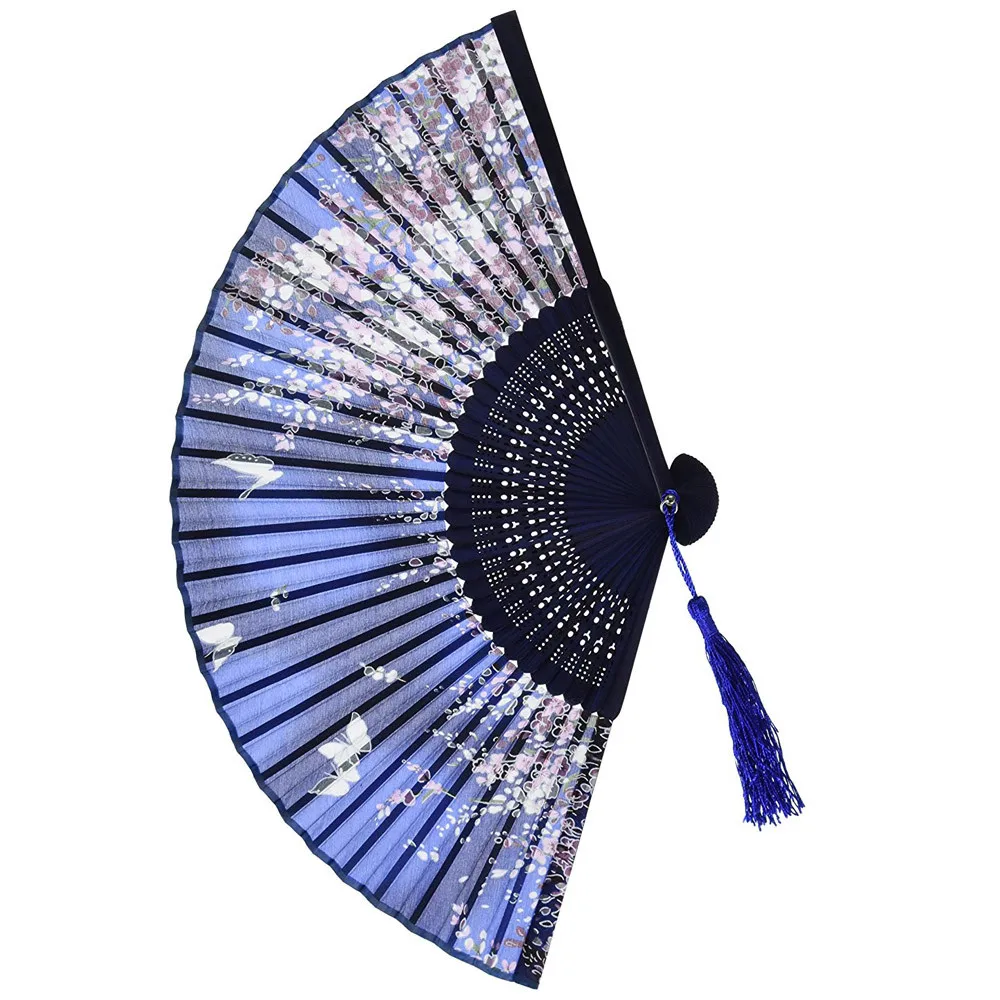 Decorative Fans Plastic and Fabric Pattern Folding Dance Wedding Party