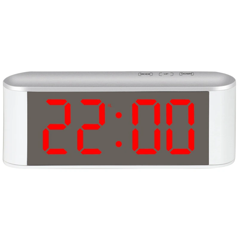 

Hd Digital Display Led Mirror Alarm Clock Electronic Thermometer Alarm Clock with Press Button Brightness Adjustable Clock