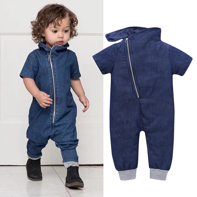 Short Sleeve for Baby Infant Boy Denim Romper Cowboy Jumpsuit