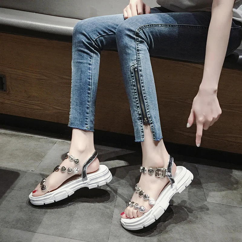

Platform Women's Sandals 2019 Fashion Summer Leather Buckle Women Thick Soled Beach Sandal Casual Chunky Woman Shoes59348867053