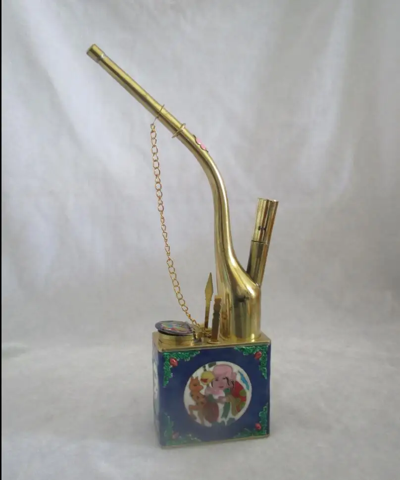 

Collectible Decorated handwork Chinese Copper Cloisonne longevity god Smoking Pipe Free Shipping