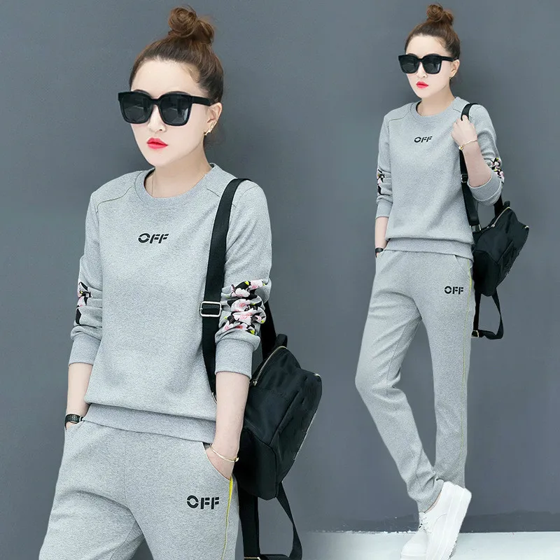 Spring Grey Sport Suit Long Sleeve Two piece Set Girls Sweatsuits Sets ...