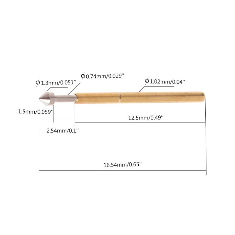 OOTDTY 100 шт. позолоченный пружинный Пробник Pogo Pin 1,3 мм коническая головка 1,0 мм наперсток для P75-E2 электроинструмента