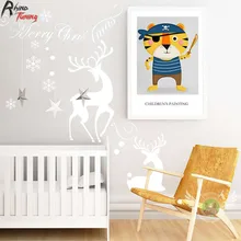 

Rhino Tuning Car Window House Badge Merry Christmas White Deer Auto Styling Snowflake Emblem Sticker Home Decoration 728