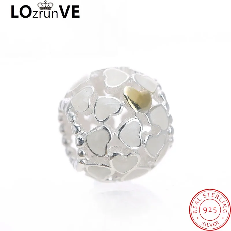 LOZRUNVE charms silver 925 original 2018 sterling sieraden white epoxy hearts bead for jewelry making wholesale | Украшения и