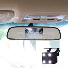 DIYKIT Auto HD Monitores De Estacionamento LED Sistema de Visão Noturna CCD Espelho Retrovisor Do Carro Câmera de Visão traseira Com 4.3 polegada Monitor de