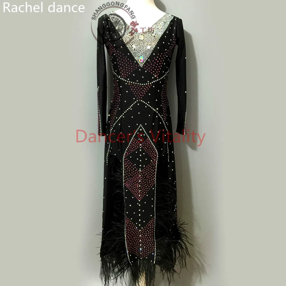 

2017 New Standard Ballroom Dress Women Diamond Style Long Sleeves Salsa Tango Rumba Flamengo Latin Dance Competition Costumes