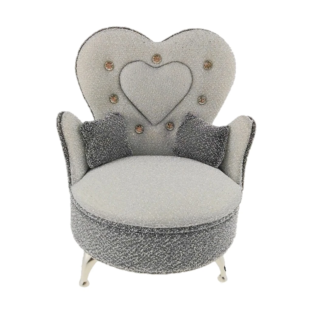 1/6 Scale Sofa Armchair Furniture for Action Figures 12inch Doll Gray+Silver
