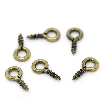 

1000Pcs DIY Metal Screw Eye Bail Drilled Beads Jewelry Making 8x4mm, Gold Plated/Silver Tone/Silver Plated/Bronze Tone