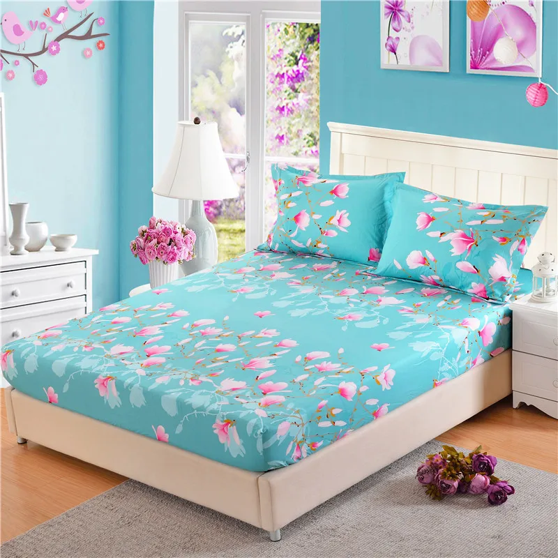 

(66)1pc 100%Polyester Encryption Cloth Fitted Sheet Printing Bedding Adjustable Elastic Band 200*220cm