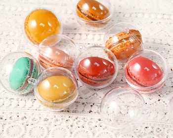 

5cm Diameter Single Macaron Ball Plastic Christmas Tree Decorative Transparent Candy Box with Hanging Hole W7182
