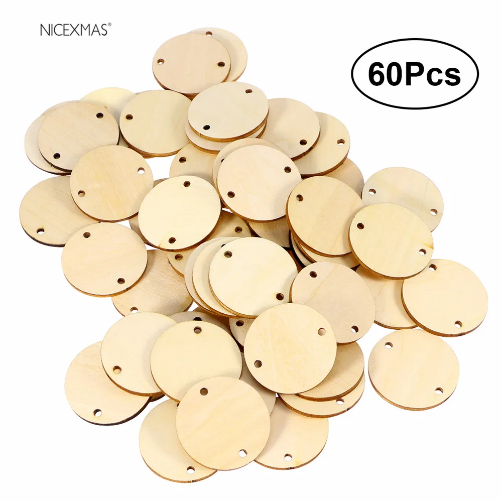 50pcs Round Circle Wooden Large Wooden Discs Crafts Paint Wood Decor