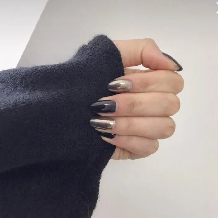 24 шт черный и металлический цвет Длинные панк Европейский Ins Мода поддельные ногти для женщин маникюр DIY дизайн Искусственные ногти с клеем
