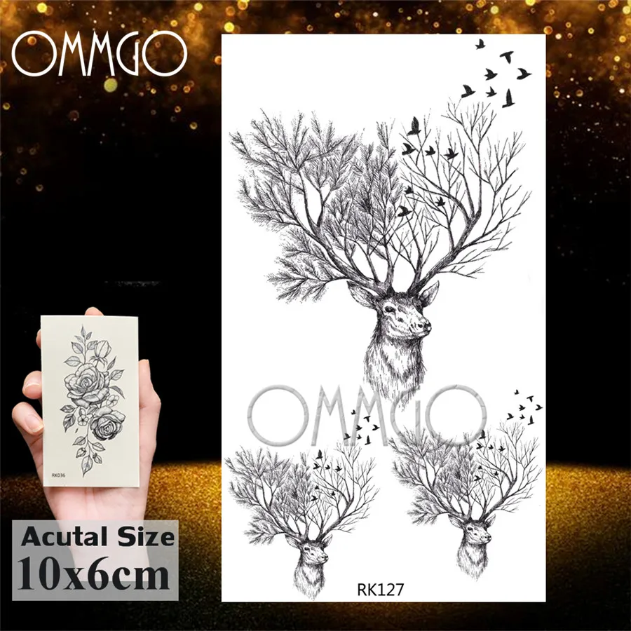 Наклейки для татуировок OMMGO стрелы в лесу бабочки временная наклейка черные лозы