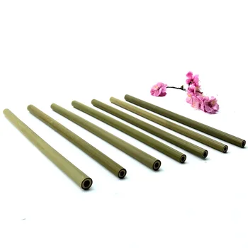Natural Bamboo Drinking Straws Eco-Friendly Sustainable Bamboo Straws Reusable Straws with Straw Cleaner Linen Cloth Bag 5