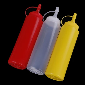 

1PCS New Kitchen Accessories Plastic Squeeze Bottle Dispenser 8oz For Sauce Vinegar Oil Ketchup Cookling Tools