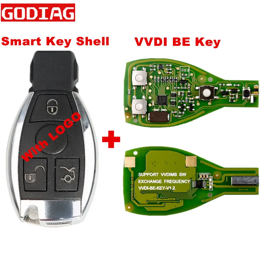 С логотипом Xhorse VVDI BE Key Pro улучшенная версия и для Benz Smart Shell 3 кнопки Mercedes корпус