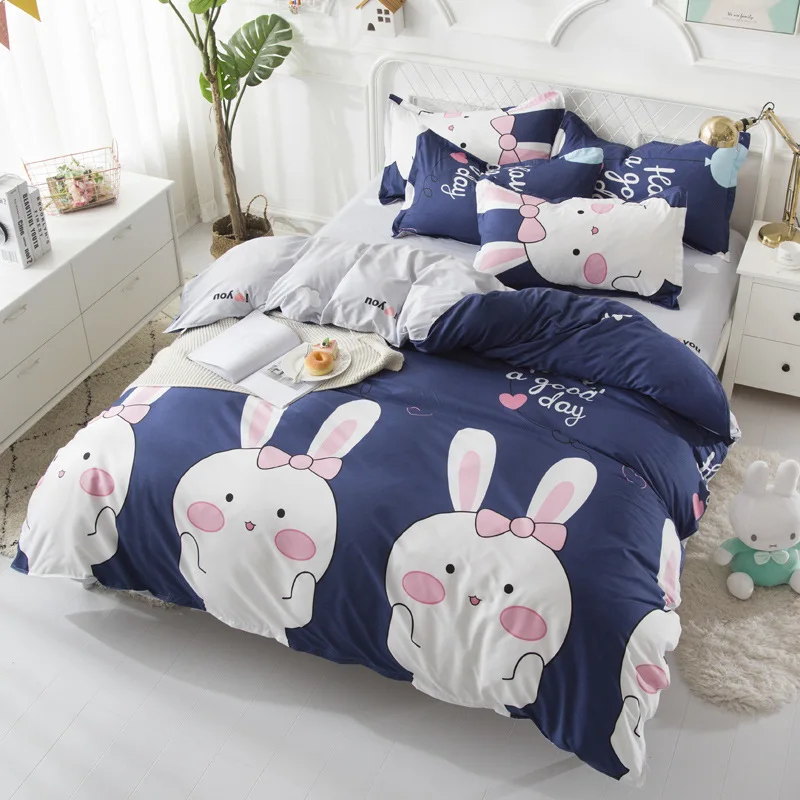 Cartoon Rabbit 3/4pcs Bedding Sets Kids Bed Linen Duvet Cover Bed Sheet