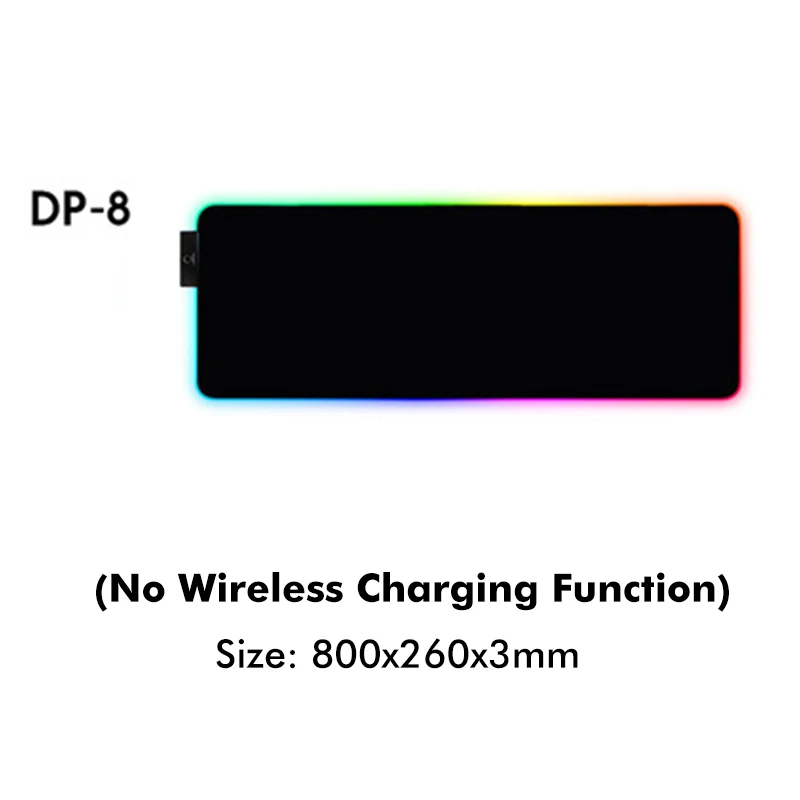 Светодиодный RGB коврик для мыши USB Проводное освещение Беспроводная зарядка функция коврик для мыши с противоскользящим резиновым основанием - Цвет: DP-8