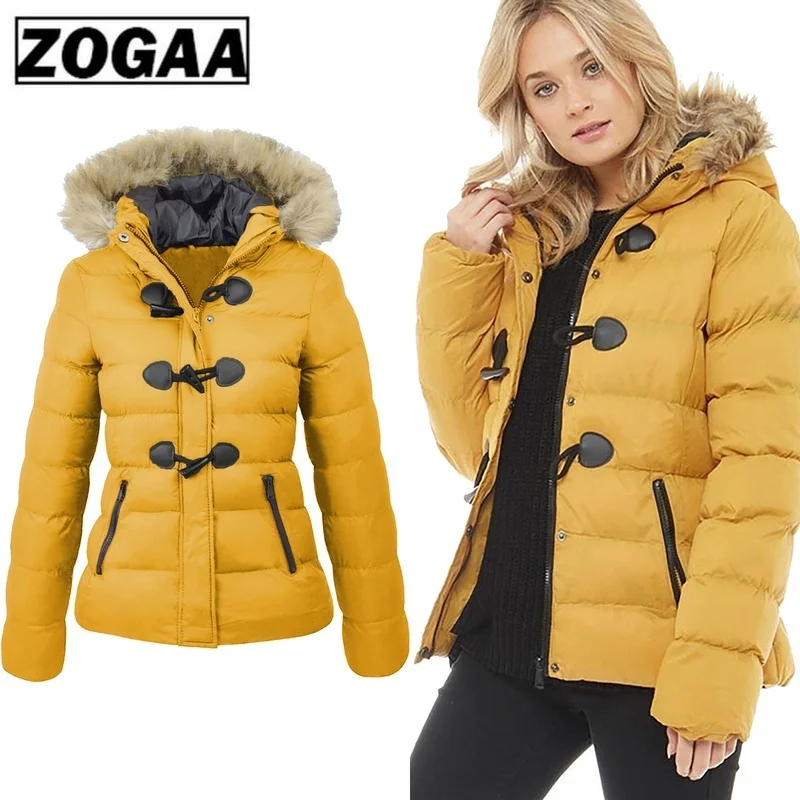 

ZOGAA Women Parka 2019 Winter Spring Coat Women Casual Fur Collar Horn Buckle Slim Oversize Female Jacket Overcoat Warm Parkas
