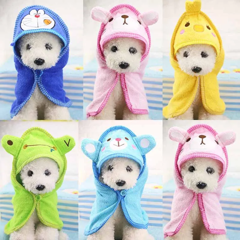 Cartoon Pet Bath Towel Funny Dog Blanket for Dogs Cats Super Absorbent Pet Puppy Yrokie Bathrobe Suit Chihuahua Clothing S M L1