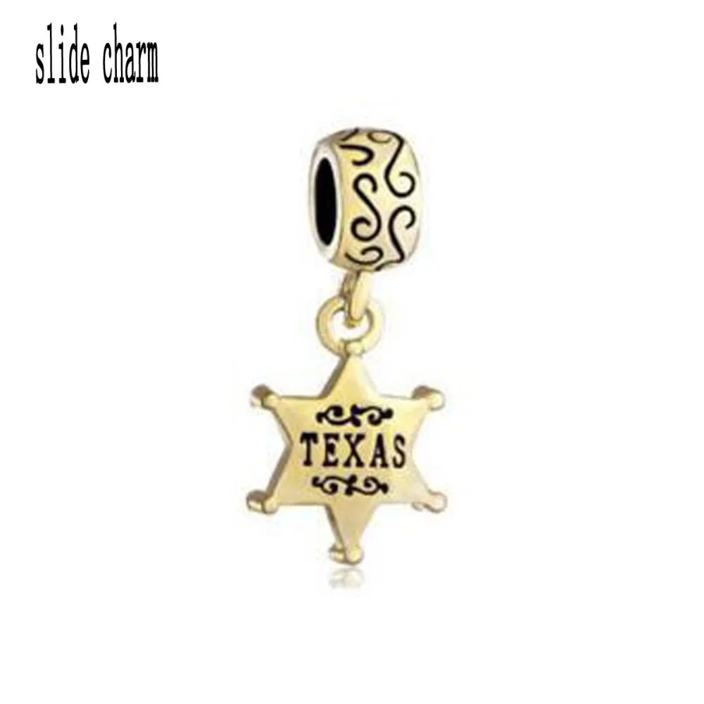 

Free shippingFit Pandora charm bracelets Silver Snowflake Star Texas Dangle Charm Bracelet Spacer Golden Beads for jewelry