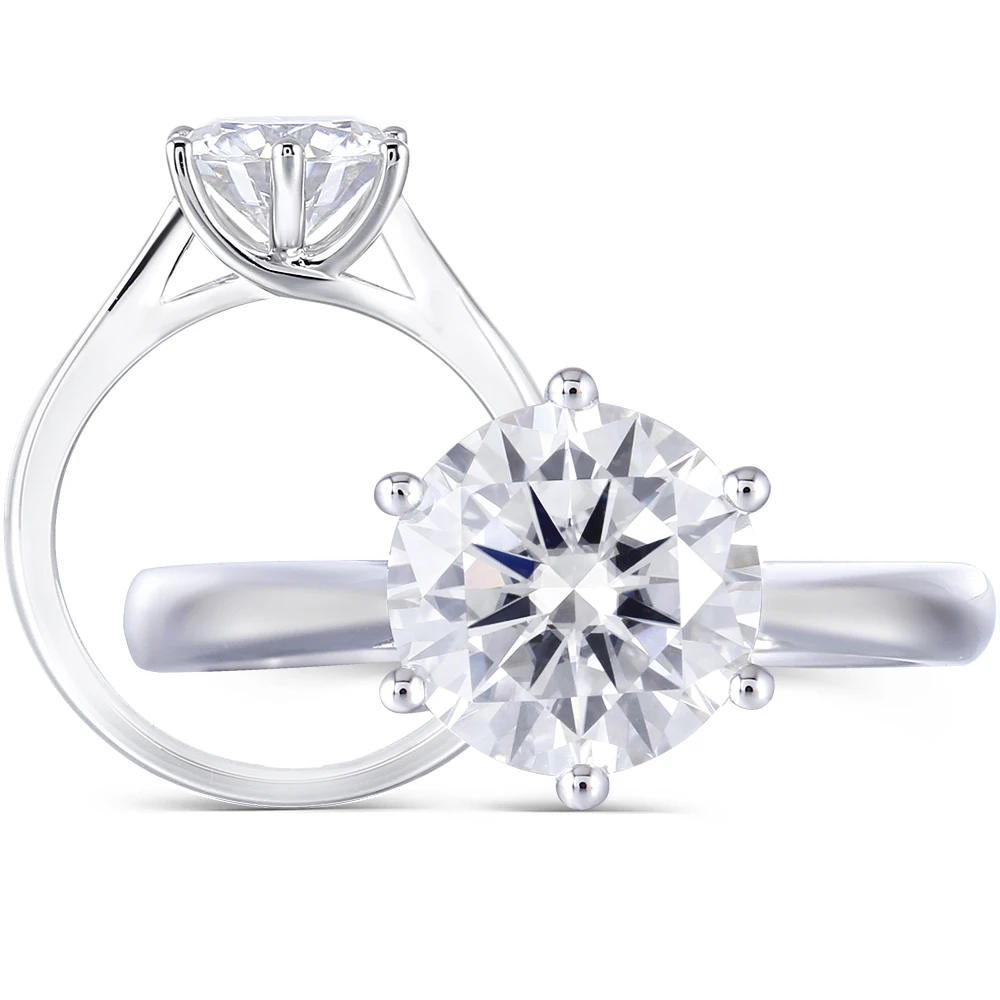 DovEggs 14 к 585 Белое золото Пасьянс 2ct 8 мм F цвет муассанит обручальное кольцо для женщин свадебный подарок