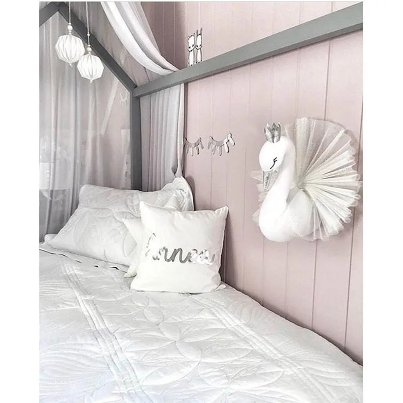 Muñeca de cisne juguetes de peluche decoración de pared corona dorada 3D Cisne pared colgante chica dormitorio decoración boda cumpleaños fiesta suministros