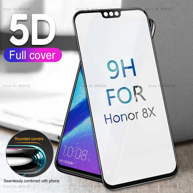 

9D Full Protective Screen Glass On The For Huawei Honor 8X 8A 8C 9 10 Lite 7C Y6 Y7 Y9 2019 Tempered Glass 8X 8C Protector Film