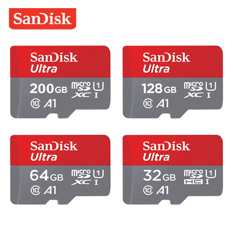 Двойной Флеш-накопитель SanDisk Memory Card 256 ГБ 200 ГБ 128 Гб 64 ГБ 32 ГБ оперативной памяти, 16 Гб встроенной памяти, ультра Micro SD карты памяти SDHC/SDXC Class10 UHS-I 98-100 МБ/с. высокое Скорость TF карты