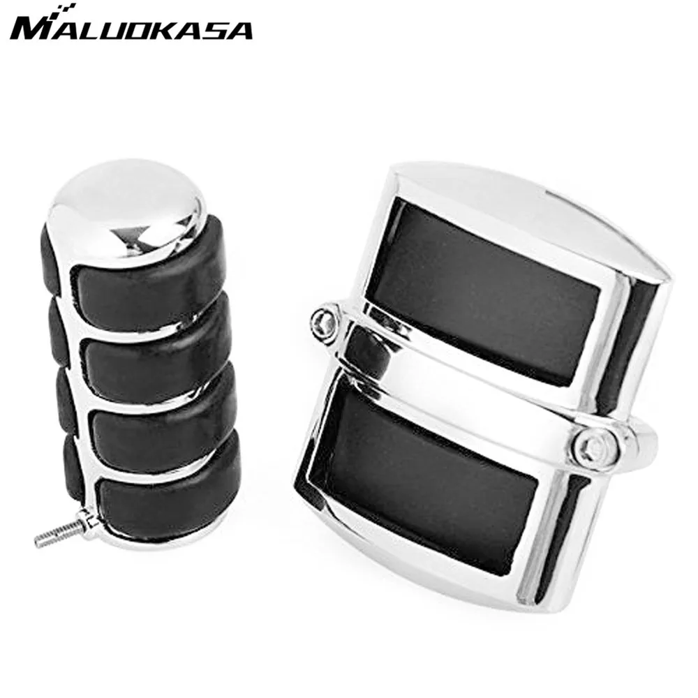 

MALUOKASA Motorcycle Chrome Gear Shift Pedal Cover& Rear Brake Pad Cover Footpegs for Yamaha V-Star 650 950 1100 1300 2009-2003