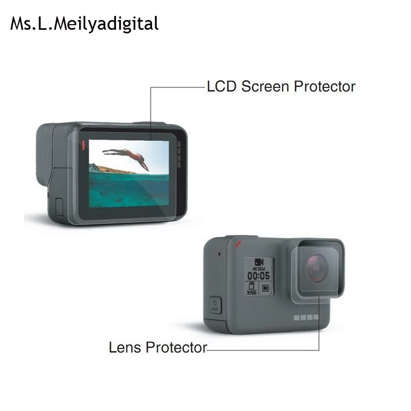 Ms. L. Meilyadigital 2 Obiettivo Del Pc Protezione Dello Schermo + 2 Pcs Dello Schermo A Cristalli Liquidi Per Gopro Hero5 Gopro Mount Accessori