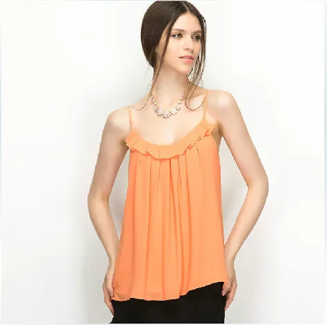 

2019 Summer Women Blouse,Lady Shirts Sexy Chiffon Blouse Spagetti Strap Vest Tops ,plus size S-6XL casual vestidos,chiffon shirt