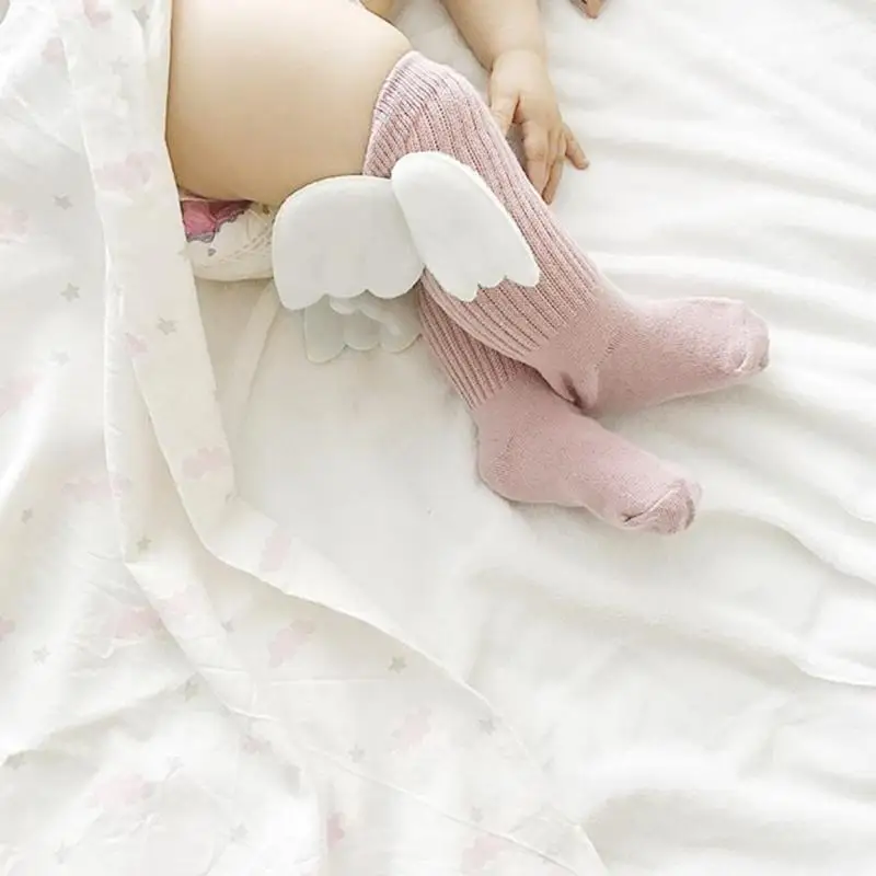 

Newborn Baby Knee High Stocking Infant Wings Pattern Stocking Cotton Blend Boys Girls Long Stocking Toddler Winter Warm Leggings