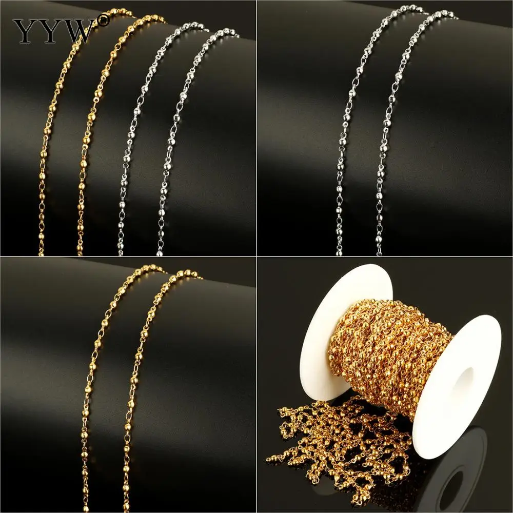

10 Meters Gold Silver Stainless Steel Man Women Necklace Pendant Chain Bracelet Diy Jewelry Crafts Findings With Plastic Spool