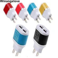 Winangeleve, 500 шт., двойное настенное зарядное устройство USB, домашний адаптер для путешествий, 5В, 2.1A/1.A, США, металлический адаптер питания переменного тока, 2 порта, разъем для iphone7, 6, 5