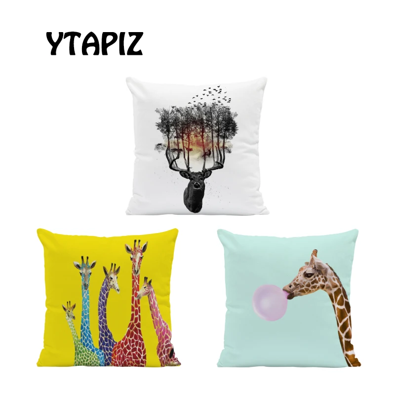 

Personalized Giraffe Sunglasses Balloon Alpaca Bow Tie Ride Bike Make Face Smile Pillows 45 Cm Velvet Decorative Cushion Covers