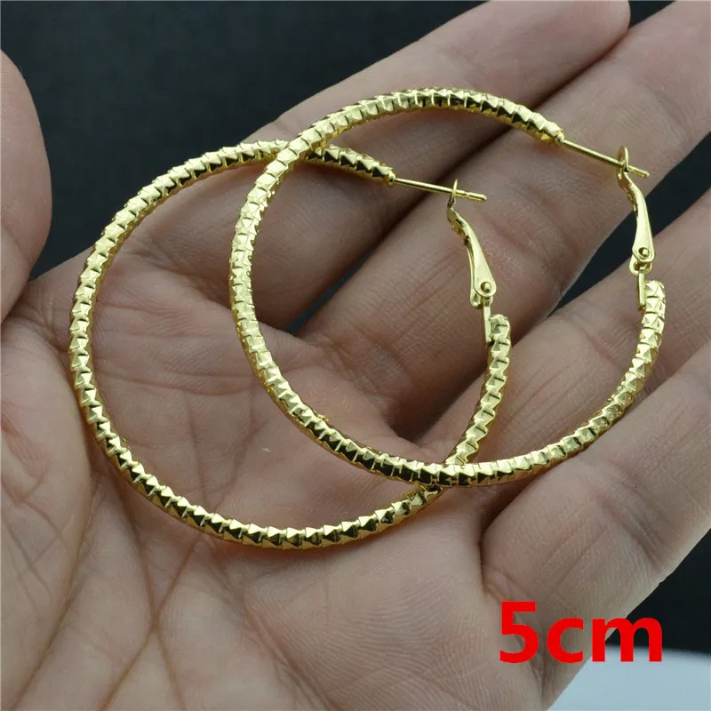 Женские серьги-кольца золотого и серебряного цветов, большие круглые серьги с нитью, блестящие серьги в стиле принцессы, женские модные ювелирные изделия - Окраска металла: gold earrings5cm