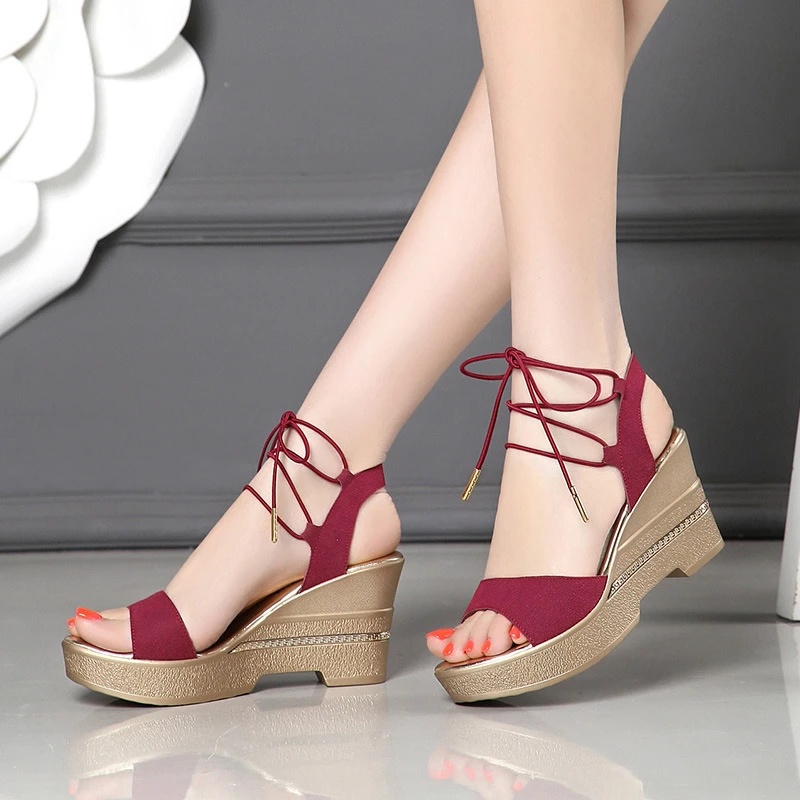 New explosion models with women's sandals wholesale waterproof platform high heel strap sandals (2)