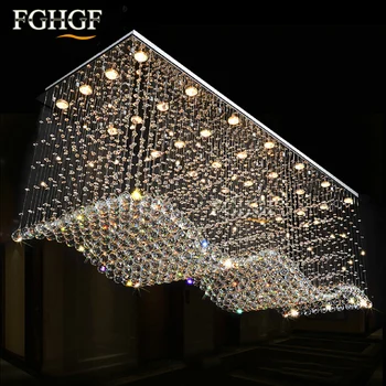 

Rectangle Lamparas Crystal Chandelier Light 110v 220v lampadari cristallo Chandelier Lighting Lamp Flush Mounted For Living Room