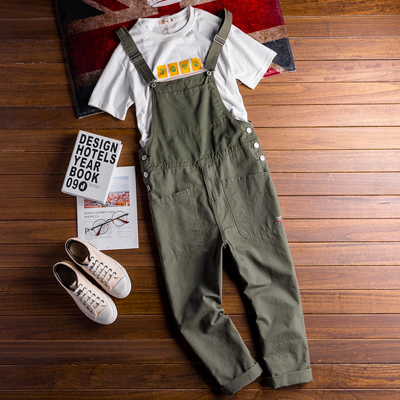 New Arrival Men's Cargo Bib Overalls Pants Casual Fashion Design Male
