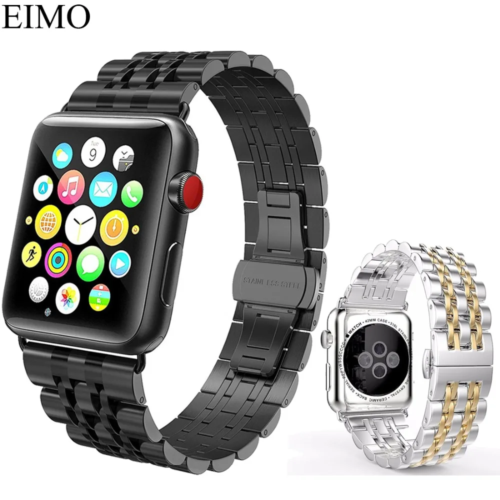 

EIMO Strap For Apple Watch Band 42mm 38mm Luxury Stainless Steel Link Bracelet Wrist Belt Watchband Iwatch 3/2/1 Accessories