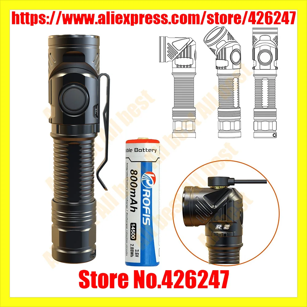 

Rofis R2 CREE XM-L2 LED 700 Lumens Multifunctional Magnetic USB Rechargeable Adjustable-head Flashlight torch bicycle headlamp